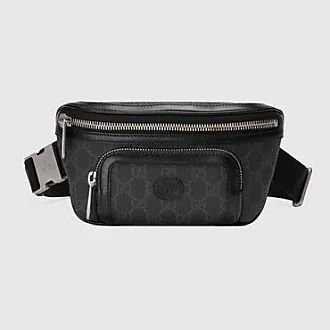 Gucci Gg-jacquard Coated-canvas And Leather Belt Bag - Black