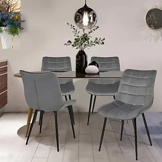 IDMARKET Lot de 4 chaises ROBINE en tissu gris foncé pour salle à manger -  Cdiscount Maison