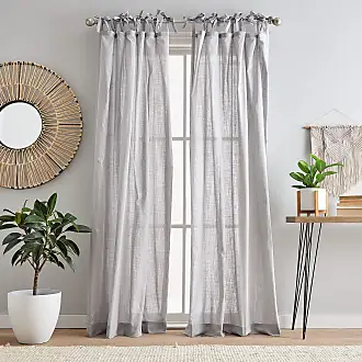 Peri Home Sheer Cotton Tie Tab Window Curtain Panel Pair, 95, Silver