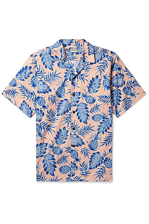 Terry jersey Hawaiian shirt with carretto print in Red