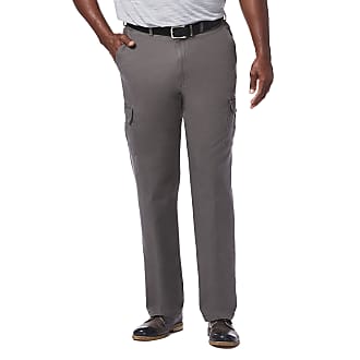 Haggar Mens Comfort Stretch Flat Front Cargo Pant - Reg. and BT, Medium Grey, 60W x 32L