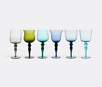 Bitossi Home Set of 6 Glasses Assorted Shapes Nuances Blue Green - Red Wine