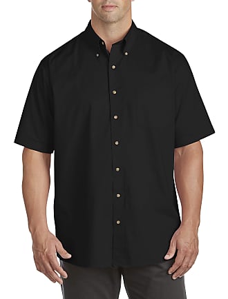 Harbor Bay by DXL Big and Tall Easy-Care Solid Sport Shirt, Black 5XLT