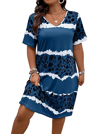 SOLY HUX Women's Plus Size Cut Out Scalloped Trim Tunic Dress 3/4 Sleeve  Summer Short Dress