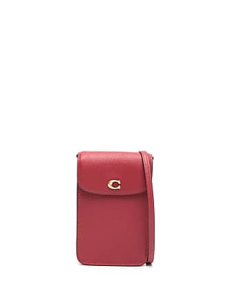 COACH Small Trifold Wallet In Glovetanned Leather With Cherry Print in Red