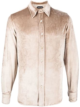 Tom Ford Fluid velour shirt - men - Polyester/Modal - 52 - Gold