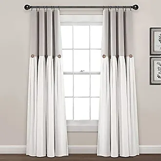 95x40 Farmhouse Linen Button Light Filtering Window Curtain Panel Off  White - Lush Décor