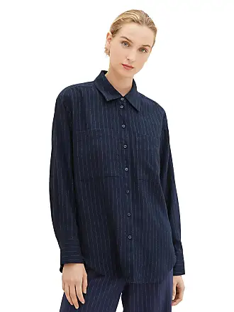 Navy, Jersey-Bluse aus Baumwolle für Damen