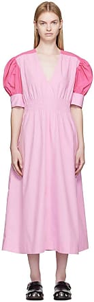 Ganni Pink V-Neck Midi Dress