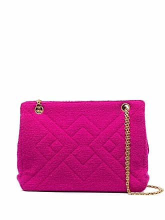 Wool Trapeze Tote Bag - Pink Boucle Check