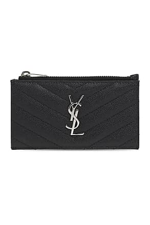 Saint Laurent Women's Monogram Leather Card Case - Black