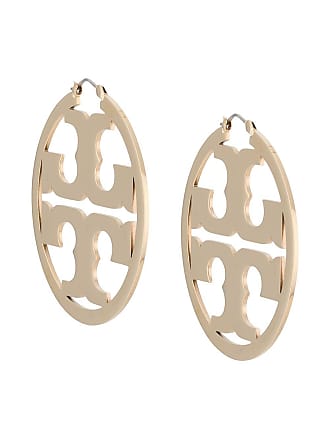 Tory Burch Miller Hoop Earrings Silver Tone Double T Logo Fashion Jewelry 2  