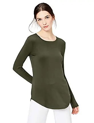 Essentials Women's Long-Sleeve T-Shirt, Dark Green, Small
