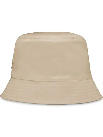 Prada triangle-logo shearling bucket hat - Neutrals