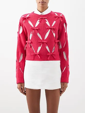 ALEXANDER WANG Cropped tulle-paneled cutout knitted sweater