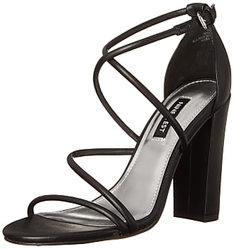 Nine West womens Ankle-Strap Heeled Sandal, Black, 9.5 US