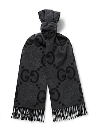 Wool cashmere scarf with Interlocking G in black and light grey