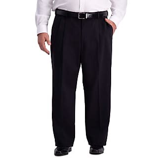 Haggar Mens B&t Work to Weekend Pro Relaxed Fit Pleat Front Pants, Black, 44W x 29L