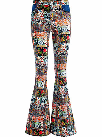 Alice & Olivia patchwork-print flared trousers - women - Cotton/Lycra - 25 - White