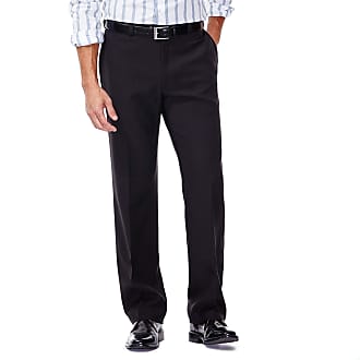 Haggar mensHD00218Eclo Stria Expandable-Waist Plain-Front Dress Pant Dress Pants - Black - 40W x 30L