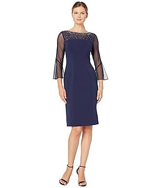 Alex Evenings Short Sheath Dress with Embellished Illusion Neckline