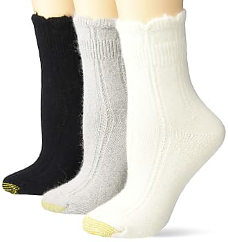 Gold Toe Womens Midi Crew Socks, Ivory, Glacier, Black, Shoe 4-7 UK