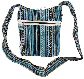 GURU SHOP Ethno Schultertasche, Boho Tasche - Petrol, Herren/Damen, Blau,  Baumwolle, Size:One Size, 26x26x7 cm, Alternative Umhängetasche, Handtasche  aus Stoff : : Moda