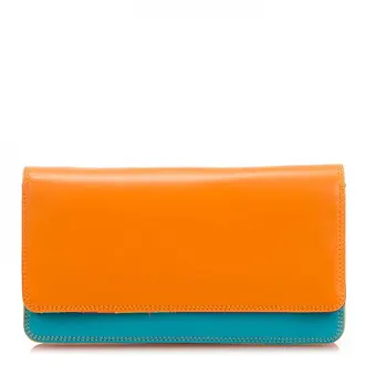 Orange Mini Petty Unisex Zipper Leather Wallet Small Orange Wallet