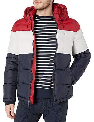 tommy hilfiger red white blue puffer jacket