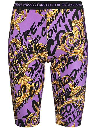 Versace Jeans Couture Garland logo-print knee-length shorts - women - Spandex/Elastane/Polyamide - 36 - Purple