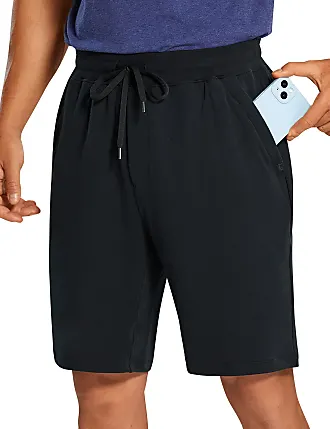 CRZ YOGA Men's Four-Way Stretch Workout Shorts - 7'' Soft Durable Casual  Athletic Shorts with Pockets Gym Running Hiking Black X-Small at   Men's Clothing store