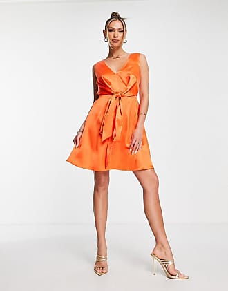 Effeny Vestido estilo flounce naranja claro elegante Moda Vestidos Vestidos estilo flounce 
