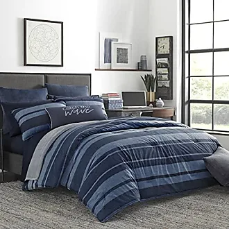 Nautica - Twin Comforter Set, Cotton Reversible Bedding with Matching Sham  & Bonus Decorative Pillows (Westport Navy, Twin/Twin XL)