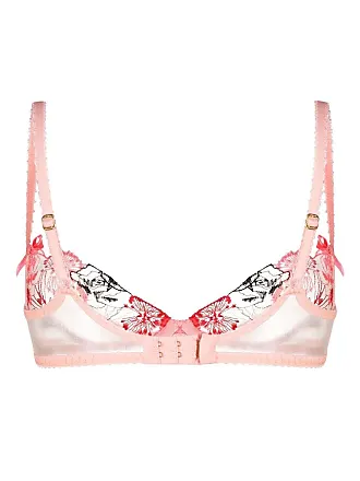 Agent Provocateur - Sparkle Metallic Embroidered Tulle Underwired Plunge  Bra - Pink