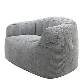 icon Pouf Fauteuil en Textile Tissé Bodo, XL Poufs de Salon, Gris