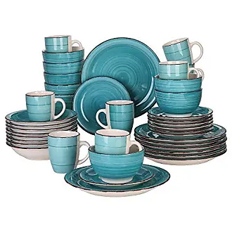 Vancasso – Service de vaisselle en porcelaine pour 8 personnes, ensemble de  40 pièces, avec 8 assiettes à dîner, 8 assiettes à Dessert, soupe, bols et