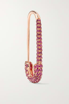 Anita Ko Safety Pin 18kt Rose Gold Earring - Pink