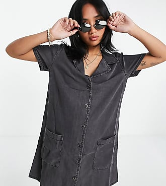 Asos Petite ASOS DESIGN Petite soft denim shirt dress in washed black