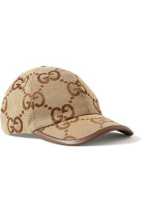 GUCCI - Leather-Trimmed Logo-Jacquard Denim Baseball Cap - Blue Gucci