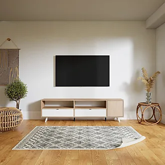 Meuble TV design blanc laqué L140 cm LATTE - Miliboo