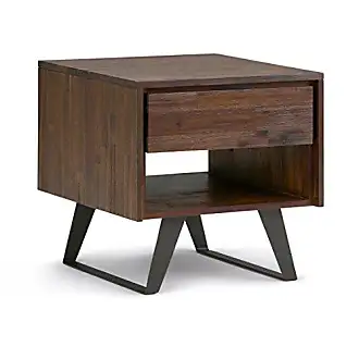 Erina Solid Acacia Wood Small Desk in Distressed Charcoal Brown