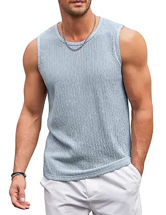 COOFANDY Men's Floral Tank Top Sleeveless Tees All Over Print Casual Sport  Gym T-Shirts Hawaii Beach Vacation White Medium