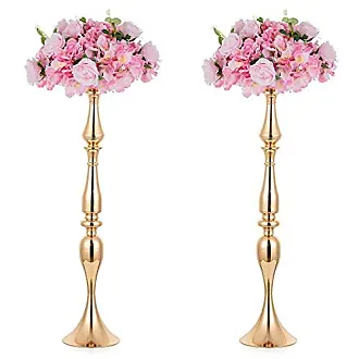 2 Pcs Versatile Metal Flower Arrangement & Candle Holder Stand Set for  Wedding Party Dinner Centerpiece Event Restaurant Hotel Decoration (Gold, 2  x