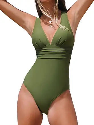  Green Floral Plus Size Sarong One Piece Swimsuit