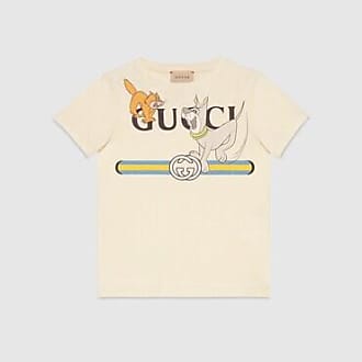 GUCCI Cotton Jersey T-shirt With Embroidery, Size XS, Beige, Ready-to-wear
