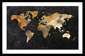 Quadro della mappa del mondo d'oro Stampa su tela 90x60cm