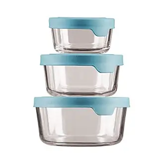 Anchor Hocking Classic 8 Piece Round Glass Food Storage Set with Navy Lids