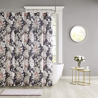 Madison Park Mavis Cotton Bathroom Shower, Floral Design Modern Shabby Chic Privacy Bath Fabric Curtains, 72x72, Dusty Rose/Dark Blue