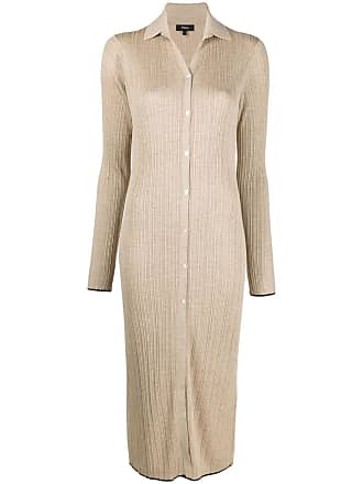 Theory button-down fastening midi dress - women - Silk/Metal (Other) - L - Neutrals