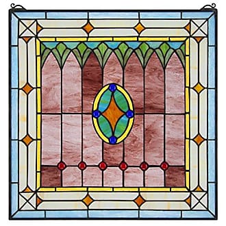 Peacock Sunset Stained Glass Window - Design Toscano